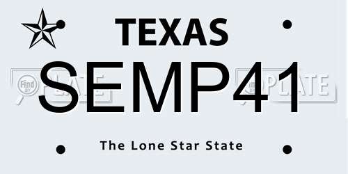 SEMP41 Texas License Plate