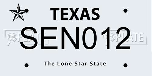 SEN012 Texas License Plate