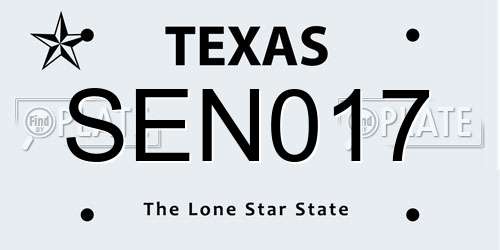SEN017 Texas License Plate