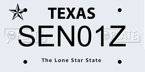 SEN01Z Texas License Plate
