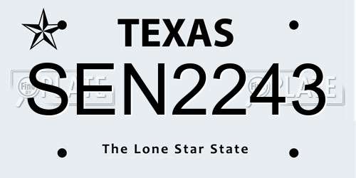 SEN2243 Texas License Plate