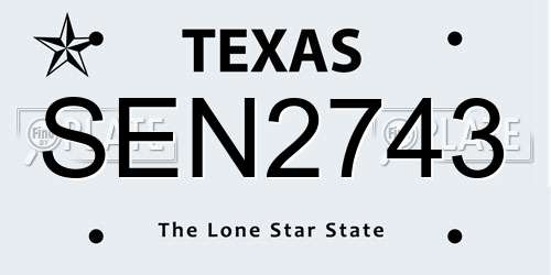 SEN2743 Texas License Plate