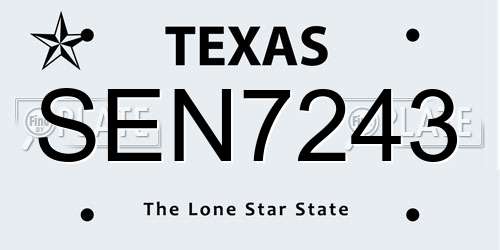 SEN7243 Texas License Plate
