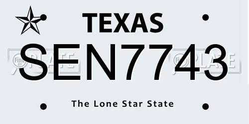 SEN7743 Texas License Plate
