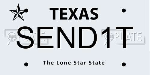 SEND1T Texas License Plate