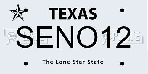 SENO12 Texas License Plate