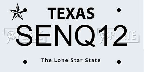 SENQ12 Texas License Plate