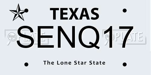 SENQ17 Texas License Plate