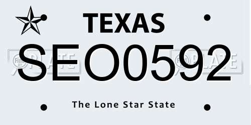 SEO0592 Texas License Plate