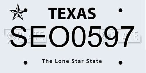 SEO0597 Texas License Plate