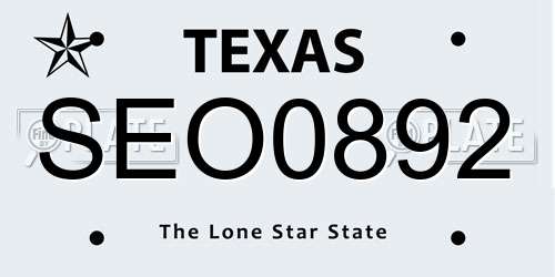 SEO0892 Texas License Plate