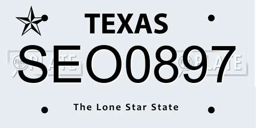 SEO0897 Texas License Plate