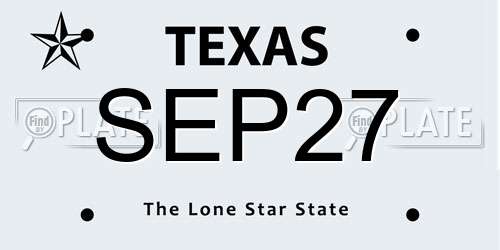 SEP27 Texas License Plate
