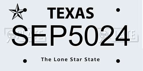 SEP5024 Texas License Plate