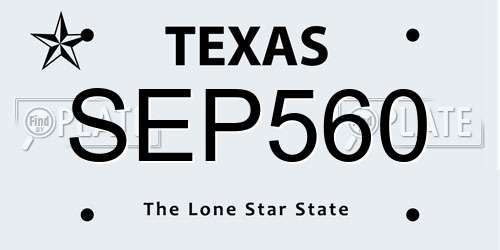 SEP560 Texas License Plate