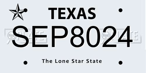 SEP8024 Texas License Plate