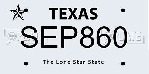 SEP860 Texas License Plate
