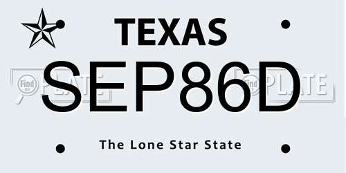 SEP86D Texas License Plate
