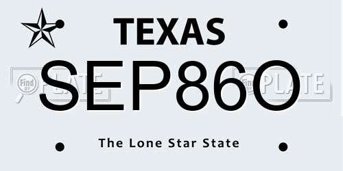SEP86O Texas License Plate