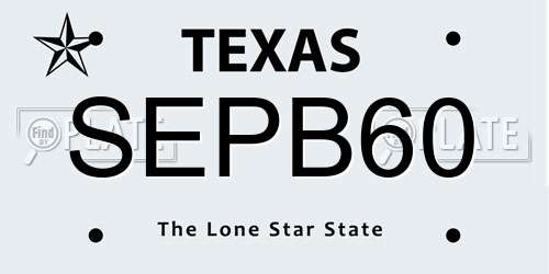 SEPB60 Texas License Plate