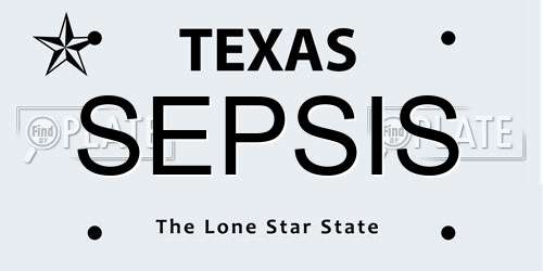 SEPSIS Texas License Plate