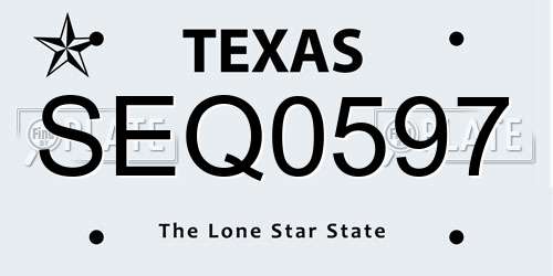 SEQ0597 Texas License Plate