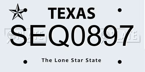 SEQ0897 Texas License Plate