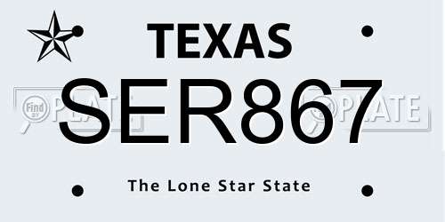 SER867 Texas License Plate