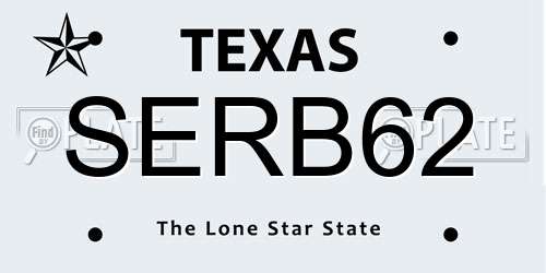 SERB62 Texas License Plate