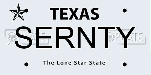 SERNTY Texas License Plate