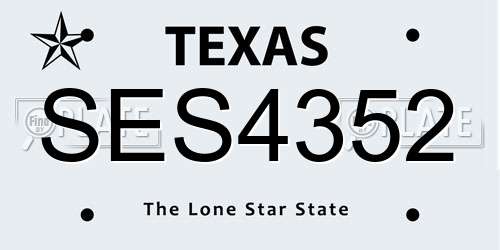 SES4352 Texas License Plate
