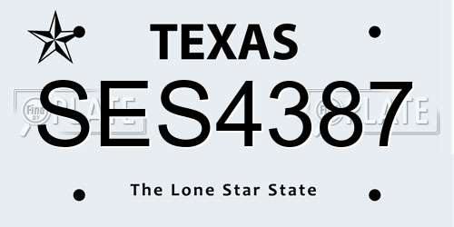 SES4387 Texas License Plate