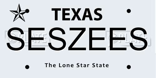 SESZEES Texas License Plate