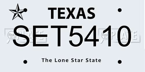 SET5410 Texas License Plate