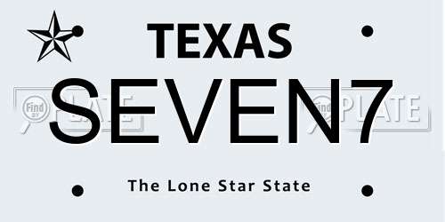SEVEN7 Texas License Plate