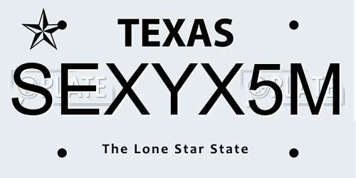 SEXYX5M Texas License Plate