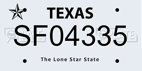 SF04335 Texas License Plate