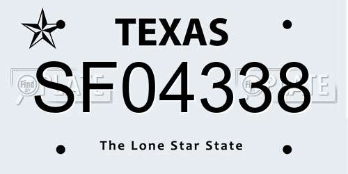 SF04338 Texas License Plate