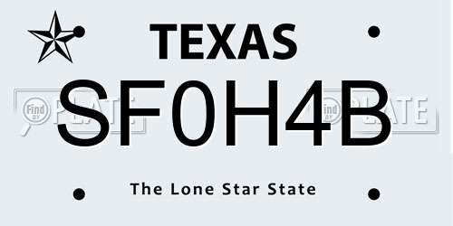 SF0H4B Texas License Plate