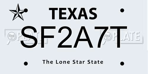 SF2A7T Texas License Plate