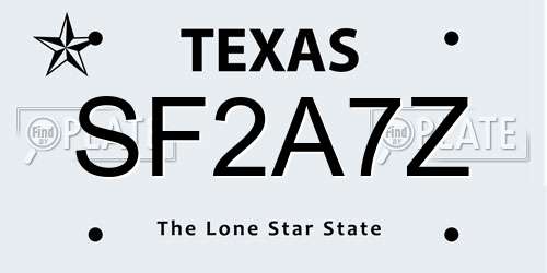 SF2A7Z Texas License Plate