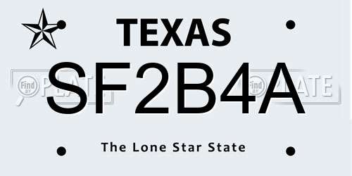 SF2B4A Texas License Plate