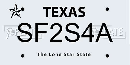 SF2S4A Texas License Plate