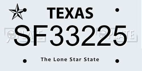 SF33225 Texas License Plate