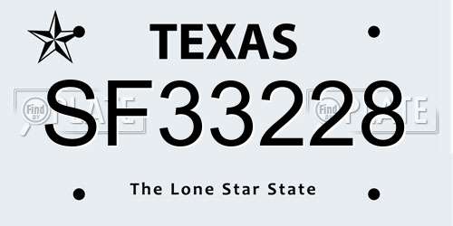 SF33228 Texas License Plate