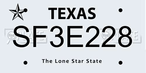SF3E228 Texas License Plate
