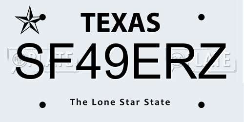 SF49ERZ Texas License Plate