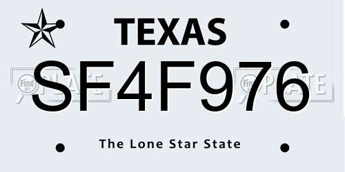 SF4F976 Texas License Plate
