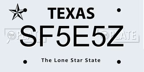 SF5E5Z Texas License Plate