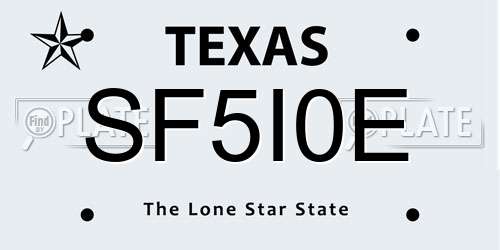 SF5I0E Texas License Plate